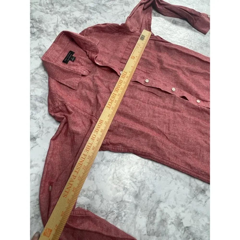 Coastal Resorts Banana Republic Men's Linen Standard Fit Button Down Shirt S Red